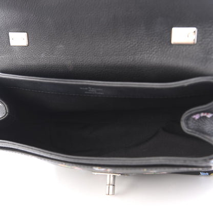 Louis Vuitton Soft Calfskin Lockme II Floral Chain Bag BB Black 4 of 11