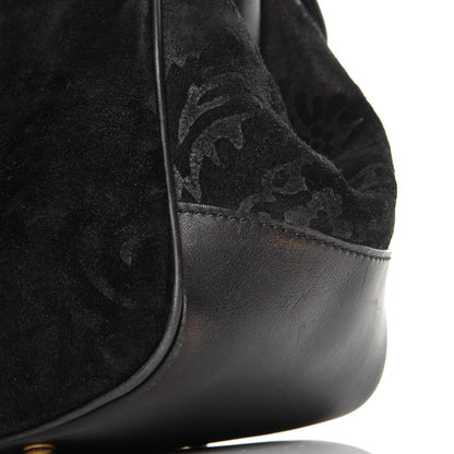 Gucci Nubuck Brocade Medium Lady Stirrup Top Handle Black 9 of 17