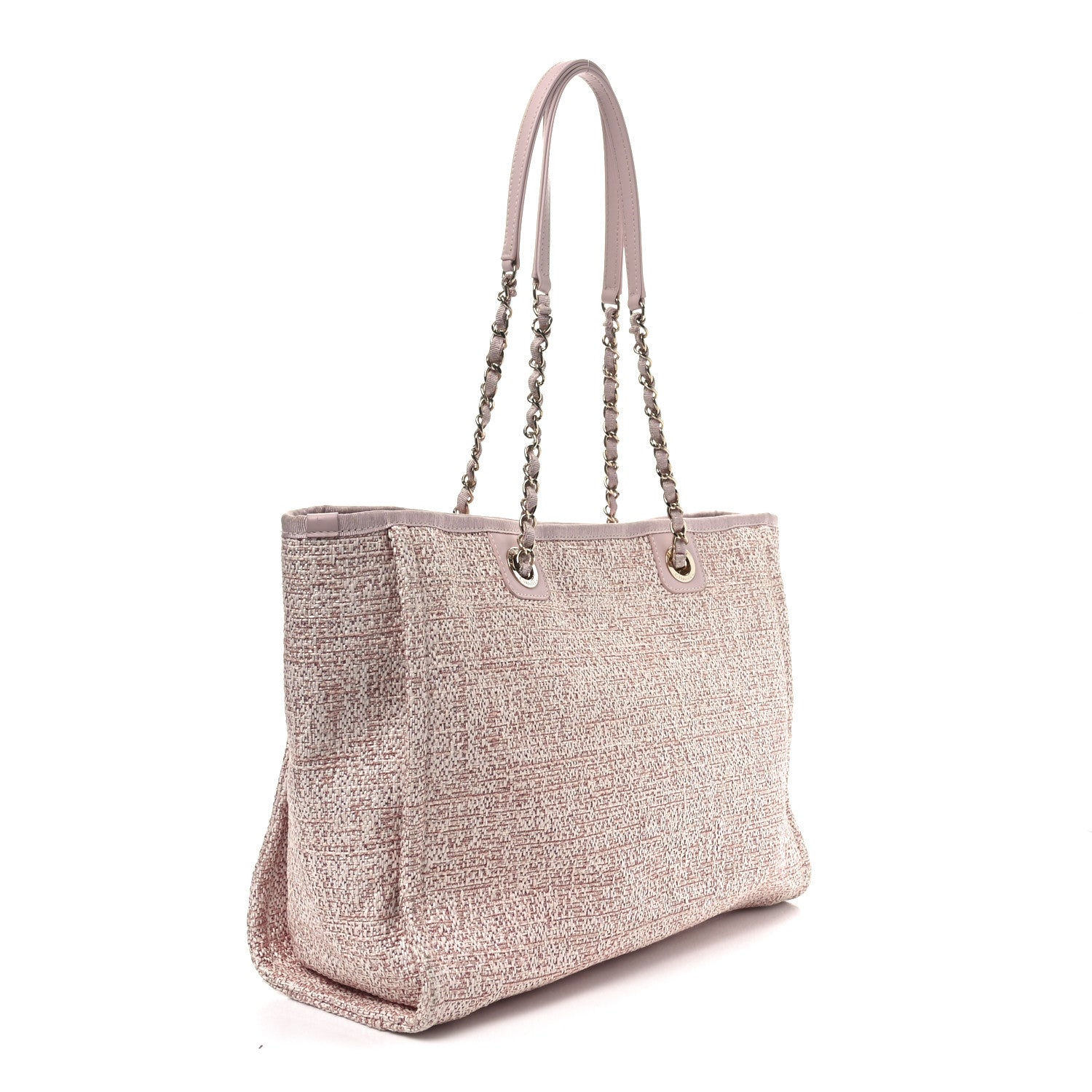 Chanel Straw Lurex Small Deauville Tote Pink 3 of 10