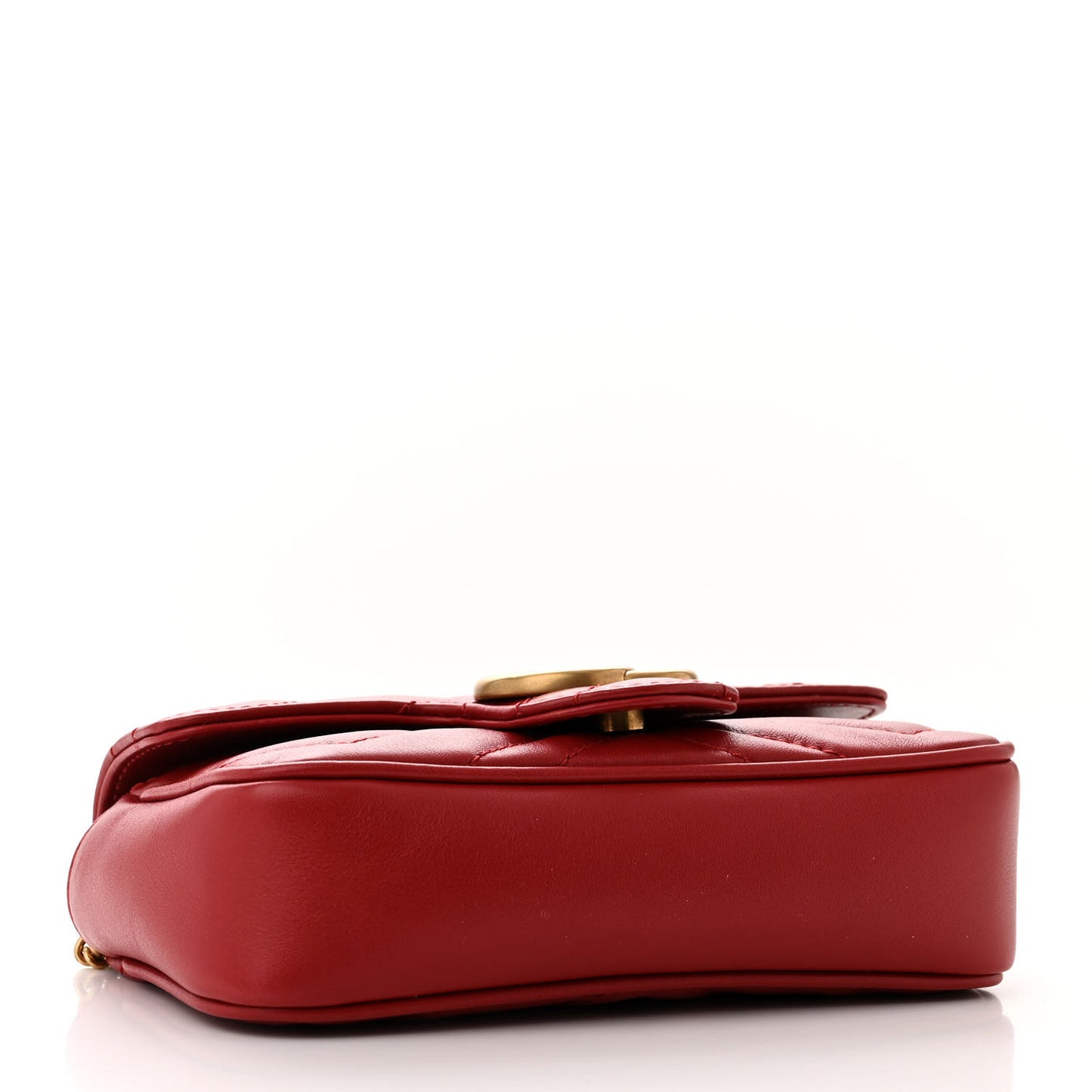 Calfskin Matelasse Super Mini GG Marmont Shoulder Bag Hibiscus Red