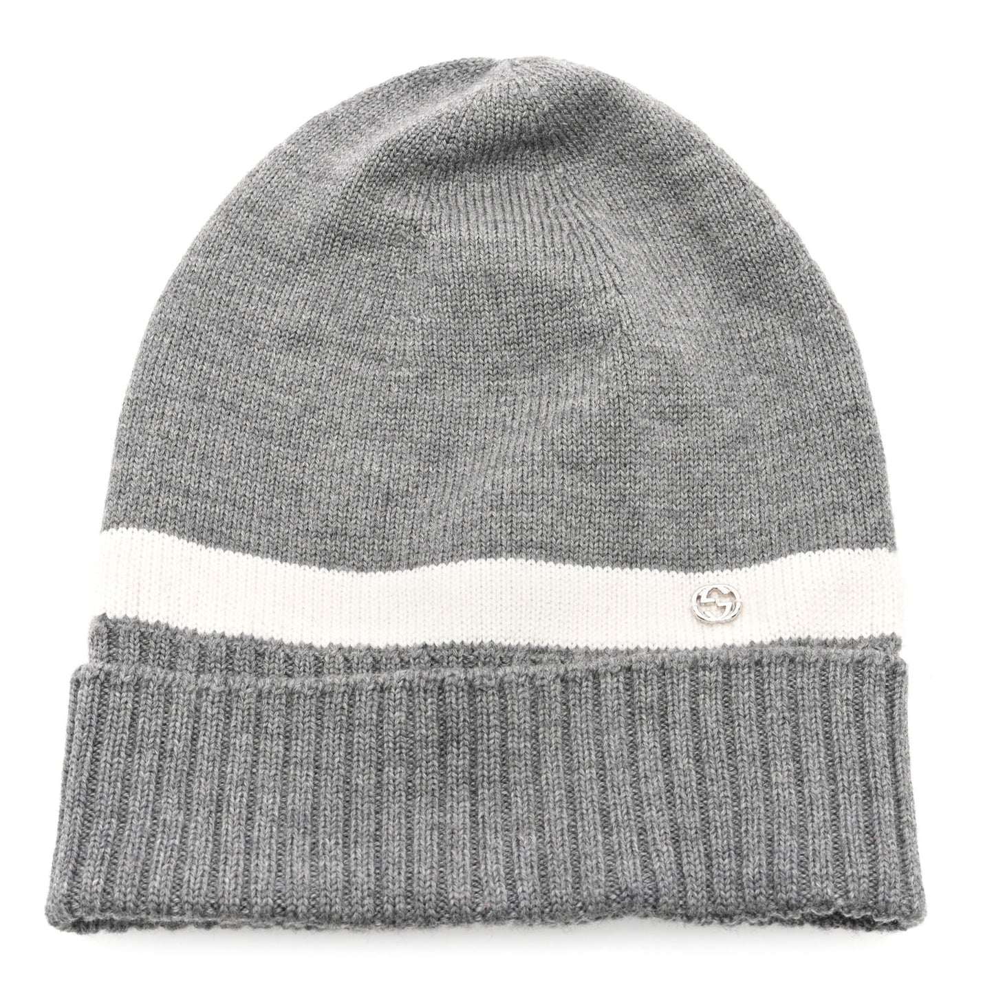 Wool Tricot Knit New Port Beanie Hat M Graphite Ivory