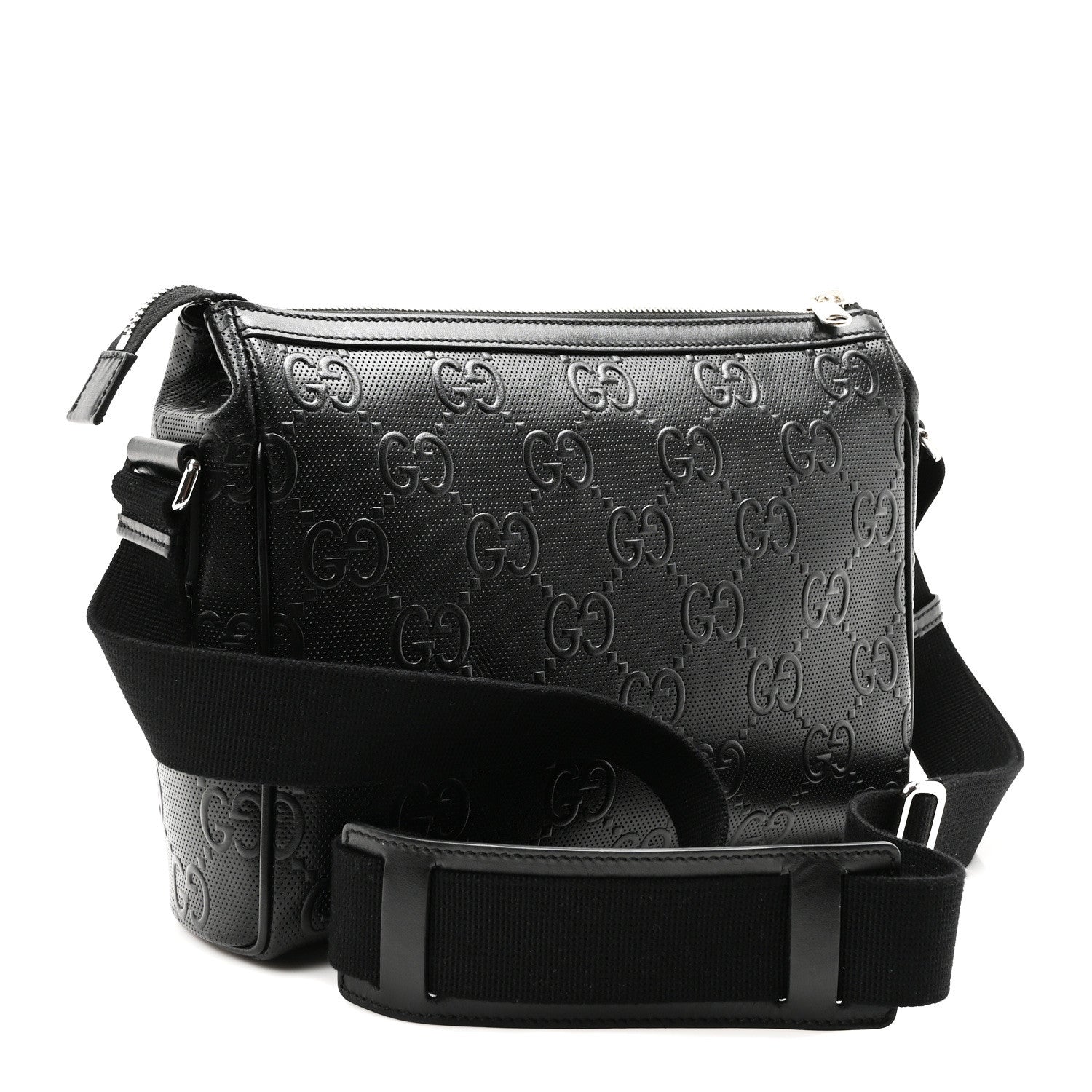 Gucci Calfskin GG Tennis Embossed Shoulder Bag Black 3 of 10