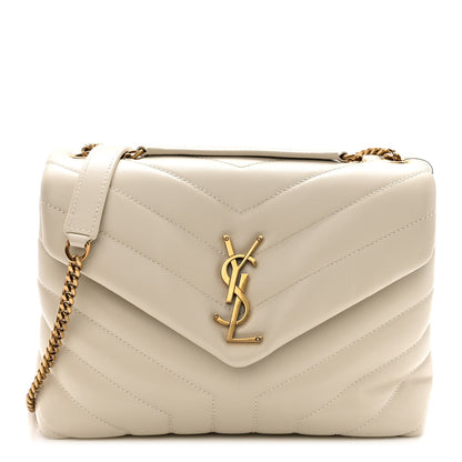 Saint Laurent Calfskin Y Quilted Monogram Small Loulou Chain Satchel Crema Soft 1 of 9