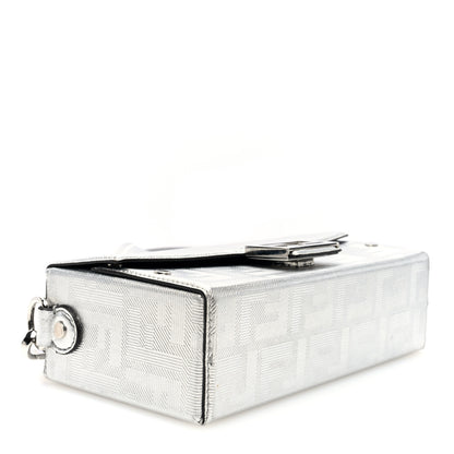 Fendi Vitello Catalan Mirror FF 1974 Baguette Soft Trunk Argento 4 of 9