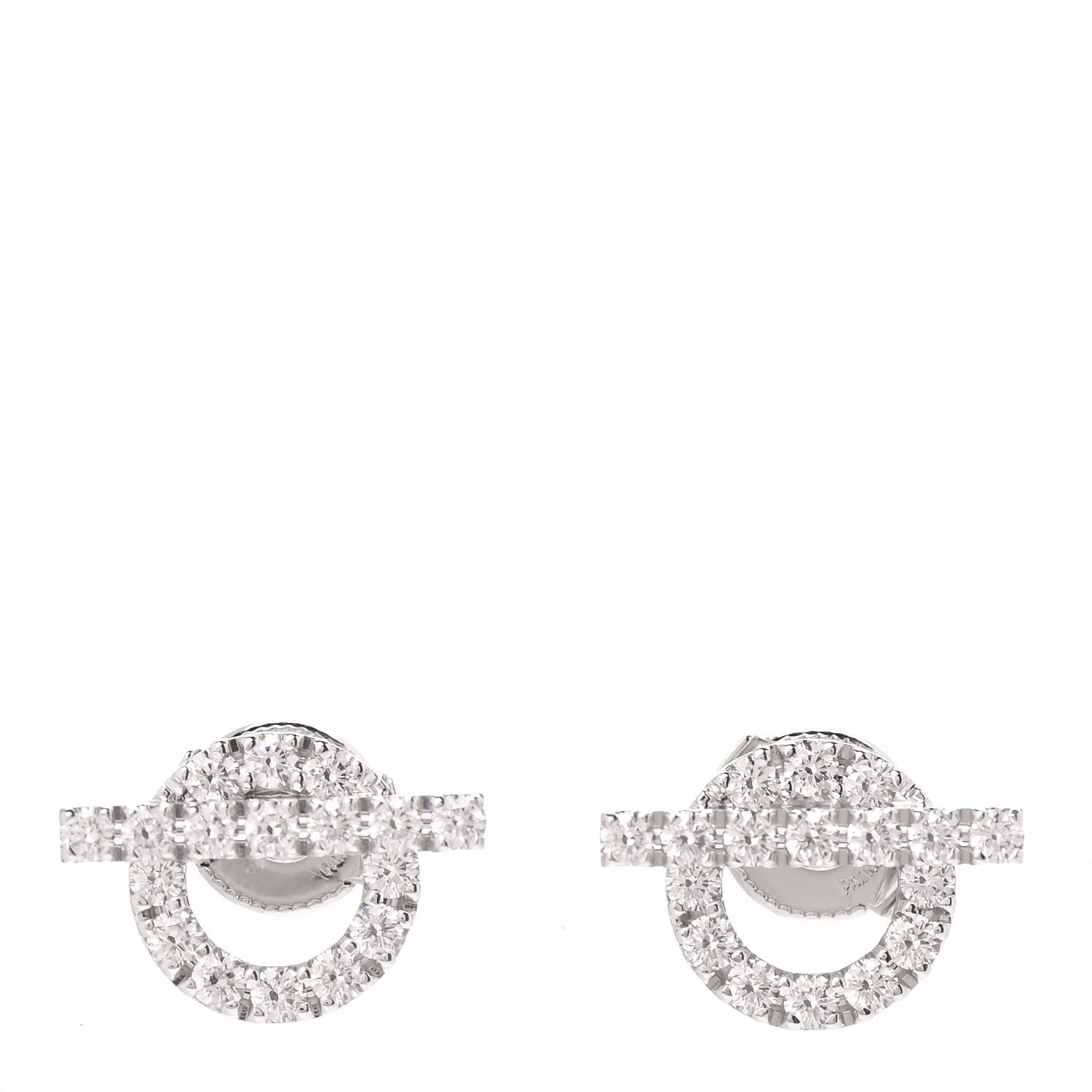 Hermes 18K White Gold Diamond Finesse Earrings 1 of 5