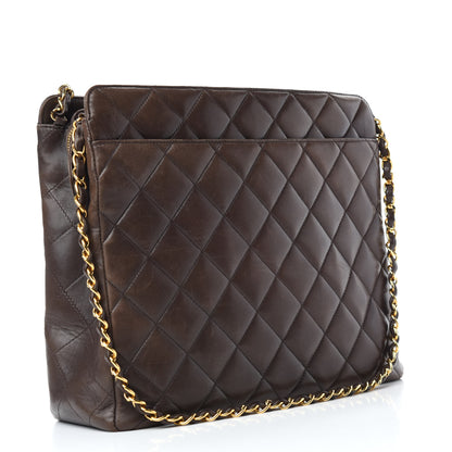 Chanel Lambskin Quilted Shopping Tote Dark Brown 3 of 15