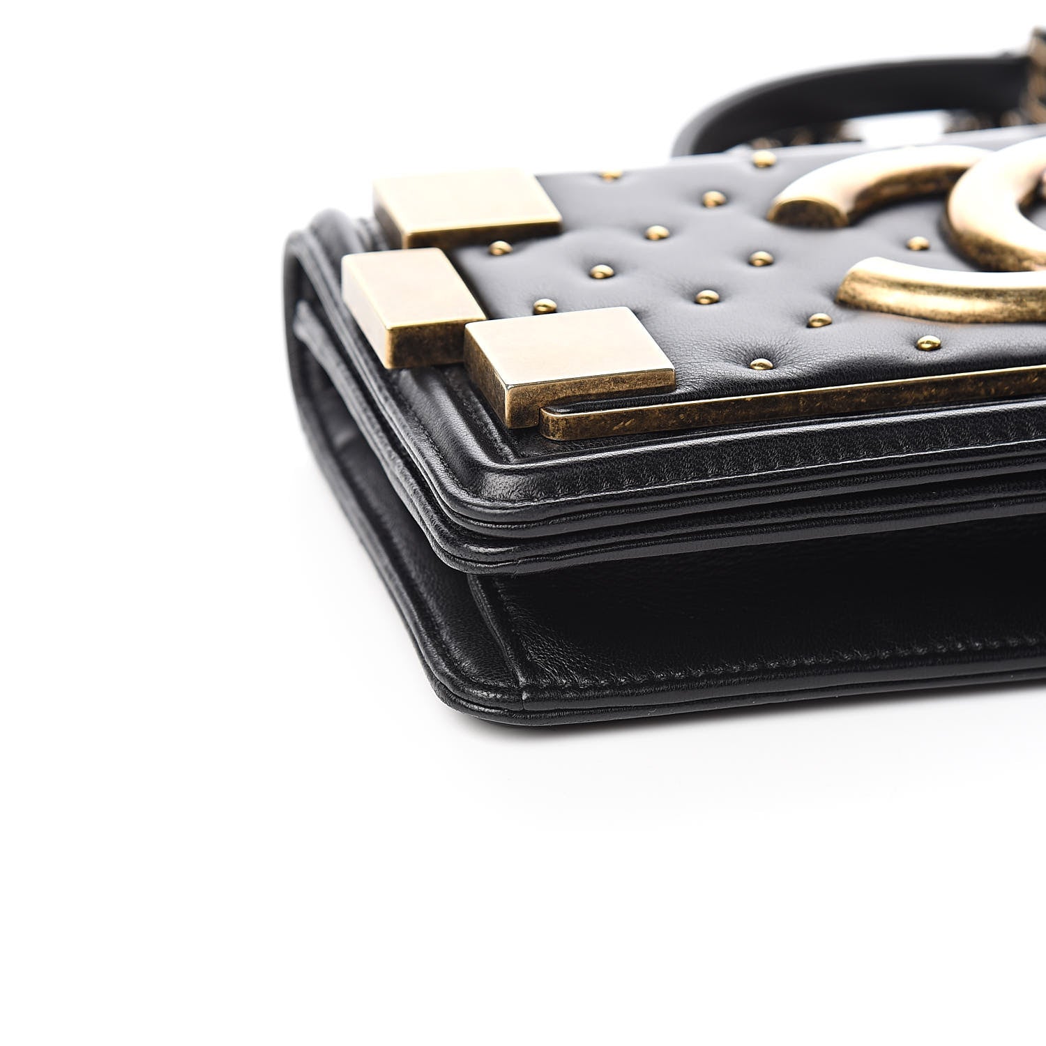 Chanel Lambskin Quilted Horizontal Boy Brick Studded Flap Black 8 of 11