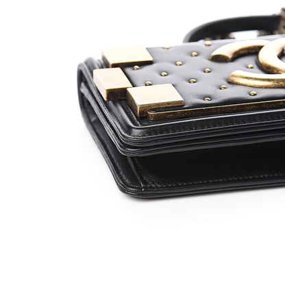 Chanel Lambskin Quilted Horizontal Boy Brick Studded Flap Black 8 of 11
