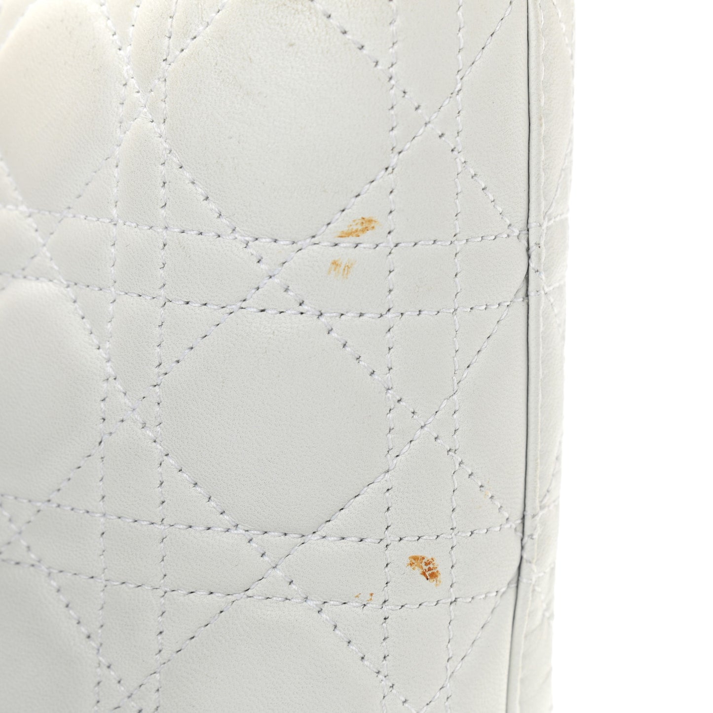 Lambskin Cannage Large Lady Dior Shopper Tote White
