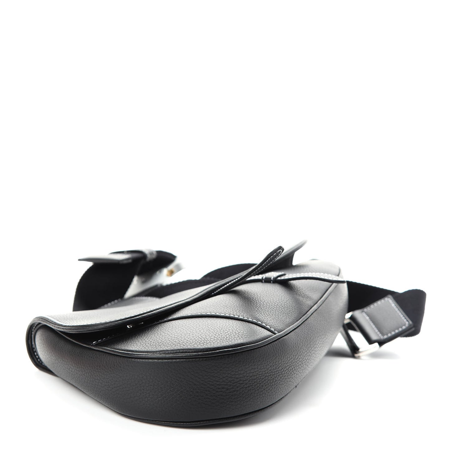 Calfskin Mens Saddle Bag Black