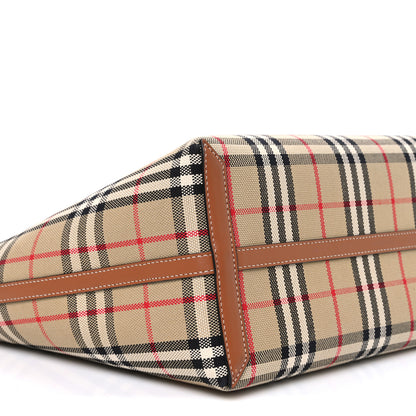 Burberry Cotton Vintage Check Medium London Tote Bag Briar Brown Black 10 of 11
