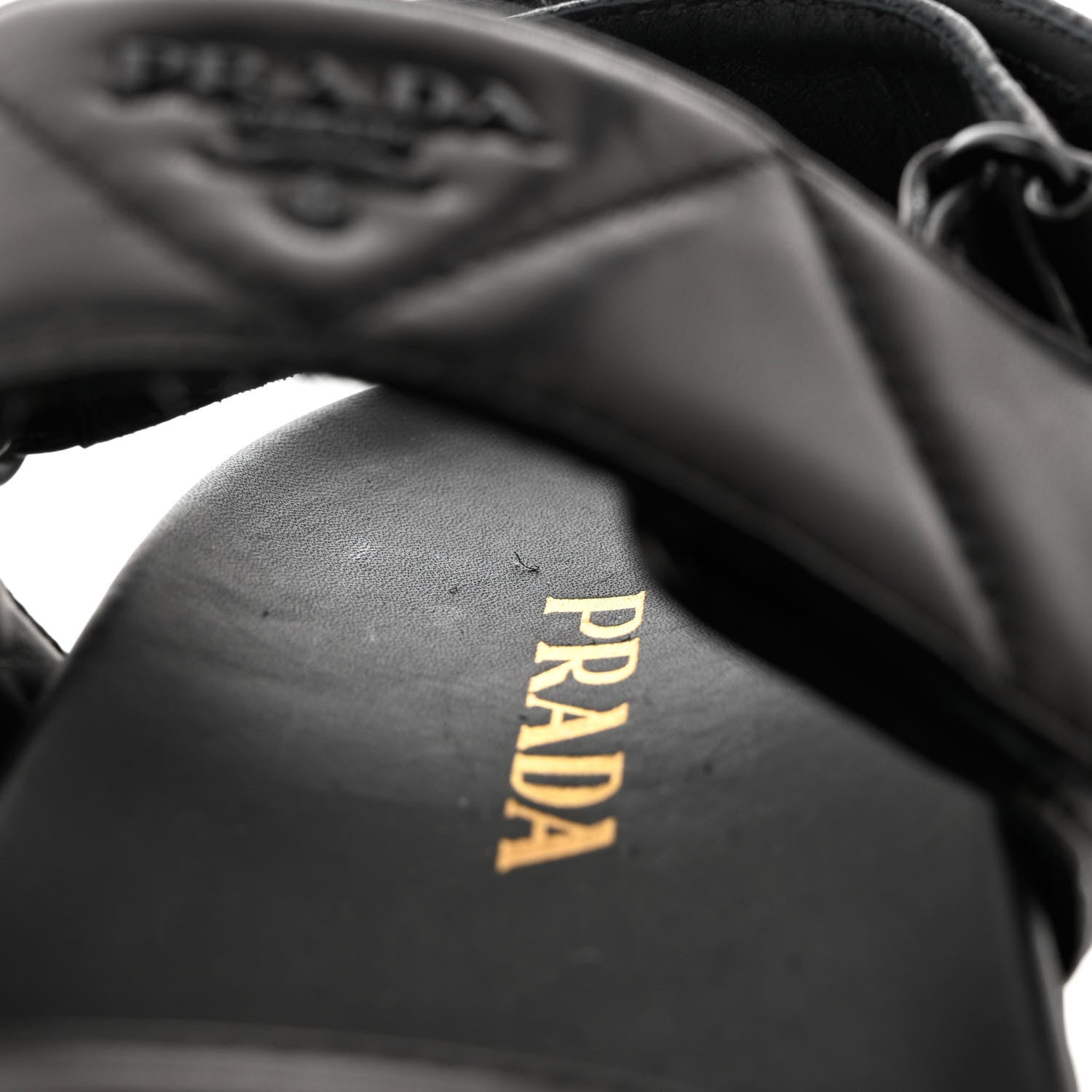 Prada Nappa Logo Quilted 20mm Sport Sandals 37 Black 9 of 10