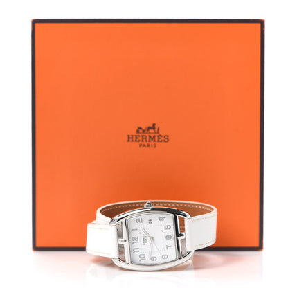 Hermes Stainless Steel Epsom 33mm Cape Cod Tonneau Double Tour Quartz Watch Blanc 5 of 5