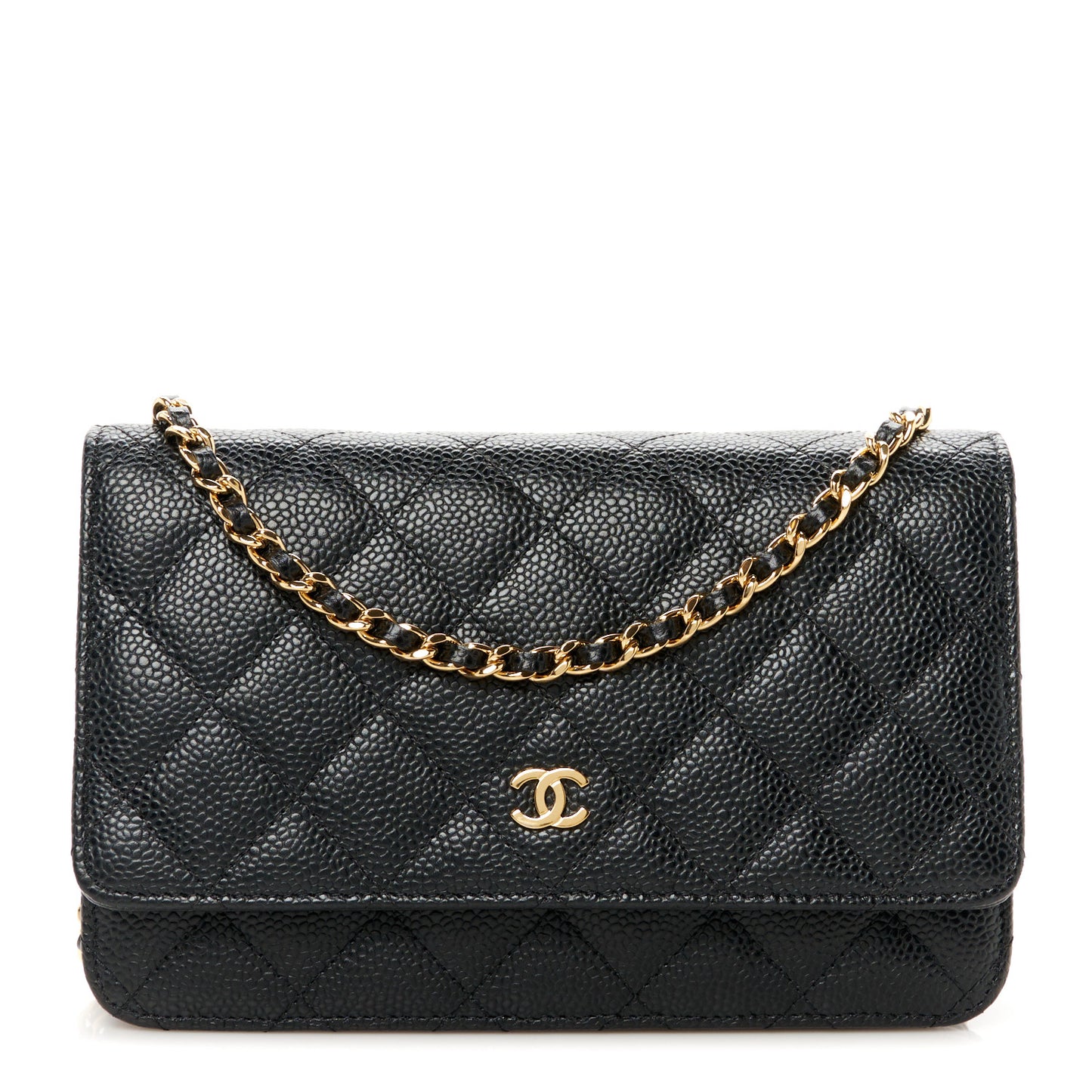 Caviar Quilted Wallet on Chain WOC Black