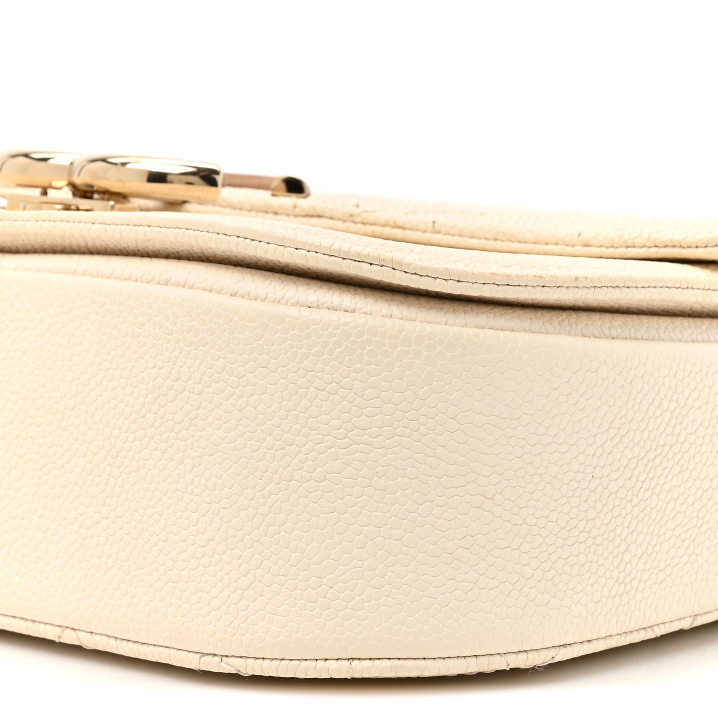Grained Calfskin Quilted Small Cuba Top Handle Flap White