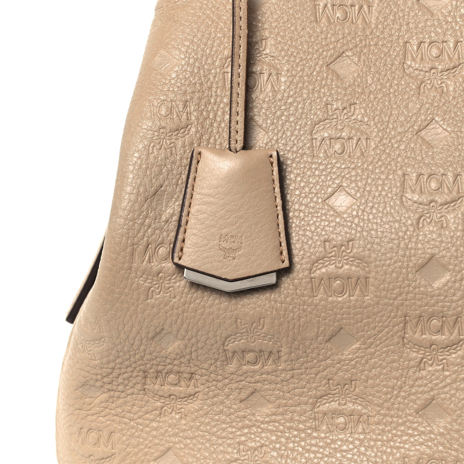 MCM Calfskin Ottomar Monogram Essential Hobo New Beige 7 of 10