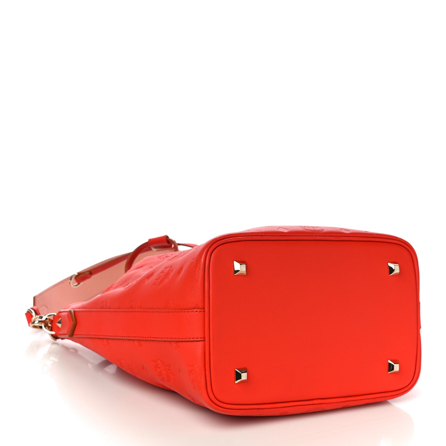 MCM Calfskin Ottomar Monogram Essential Bucket Hot Coral 4 of 9