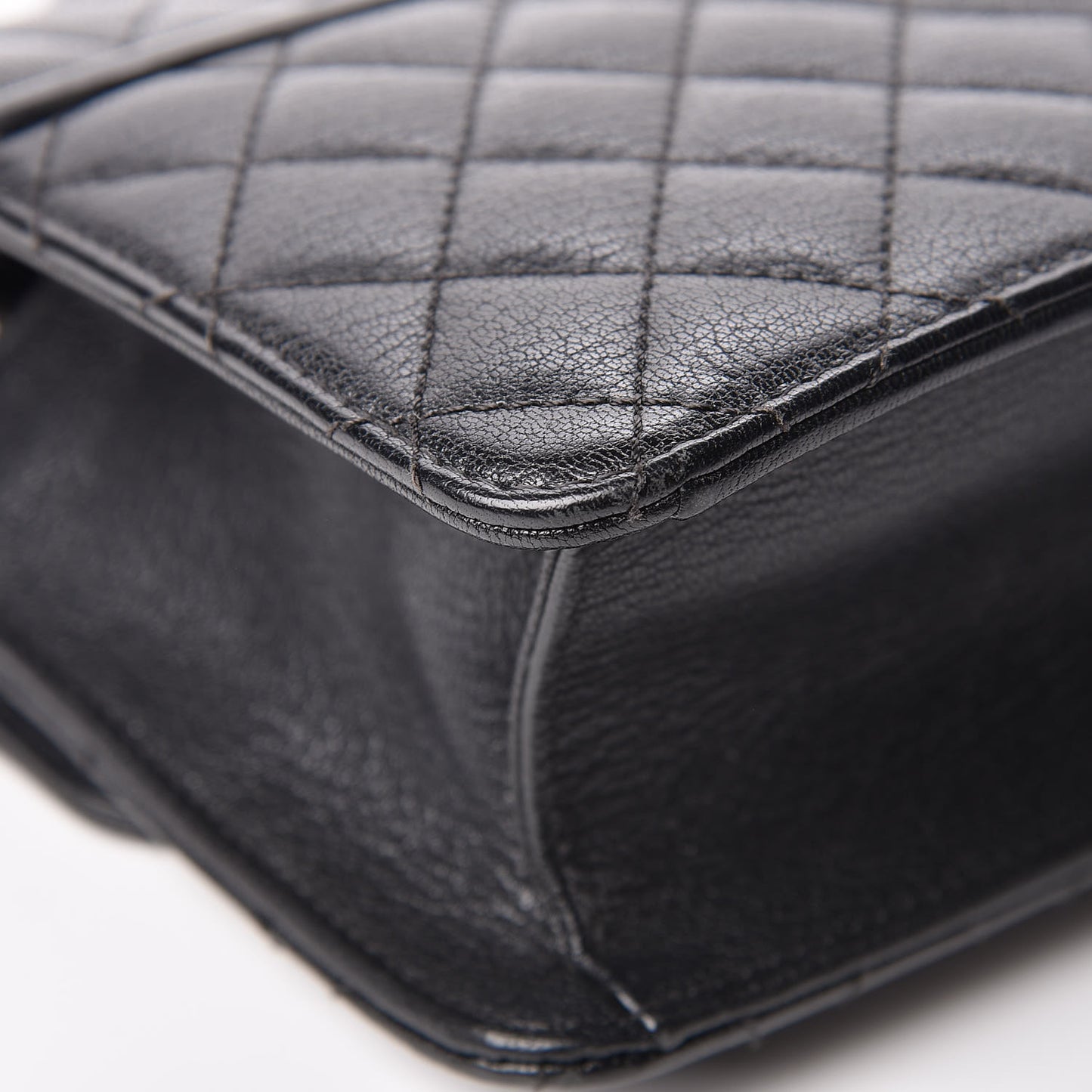 Goatskin Quilted Small CC University Top Handle Flap Black