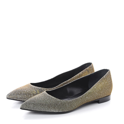 Saint Laurent Metallic Sparkle Fabric Paris Ballet Flat 38 Silver Gold 3 of 7