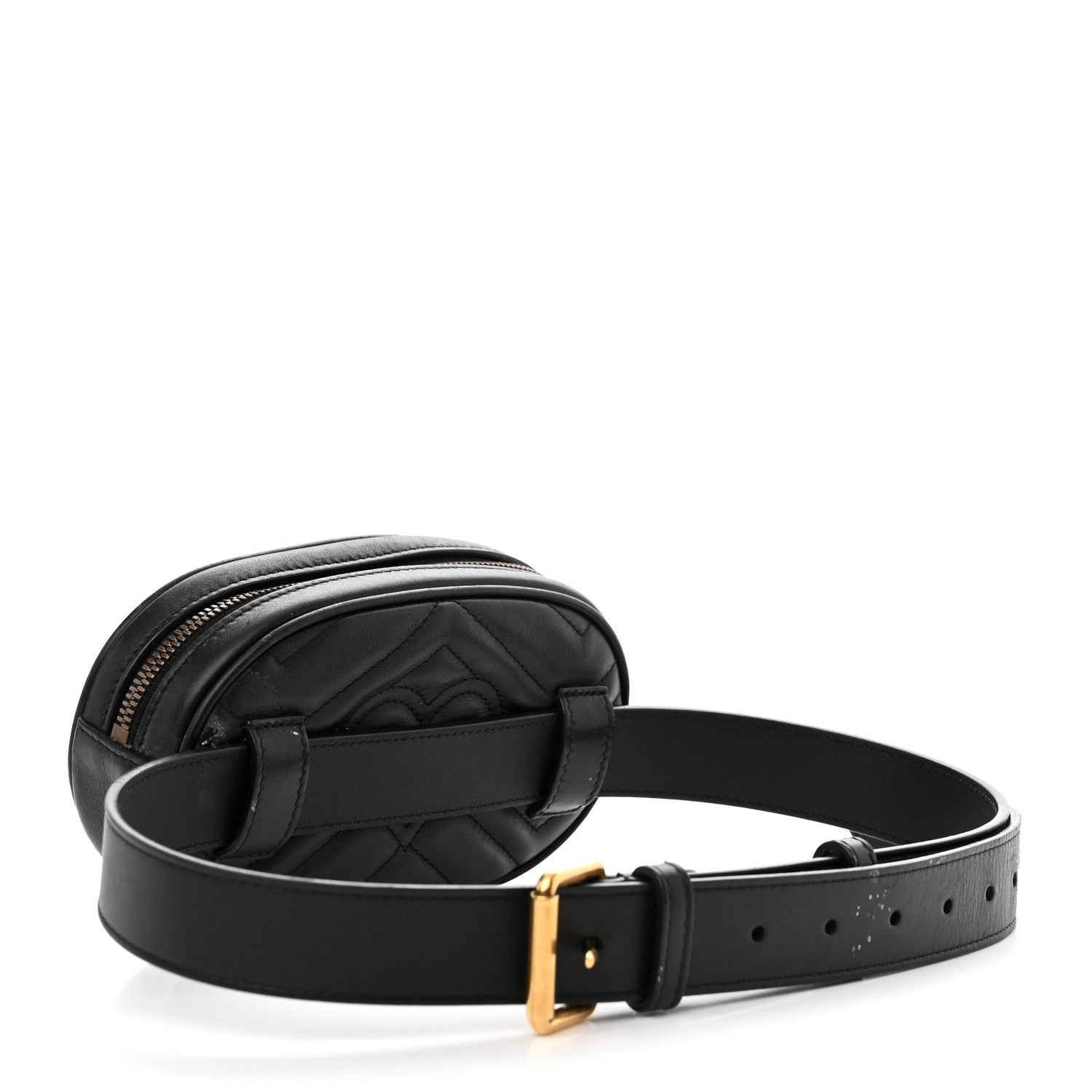Gucci Calfskin Matelasse GG Marmont Belt Bag 85 34 Black 3 of 15