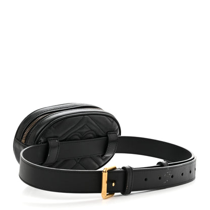 Gucci Calfskin Matelasse GG Marmont Belt Bag 85 34 Black 3 of 15