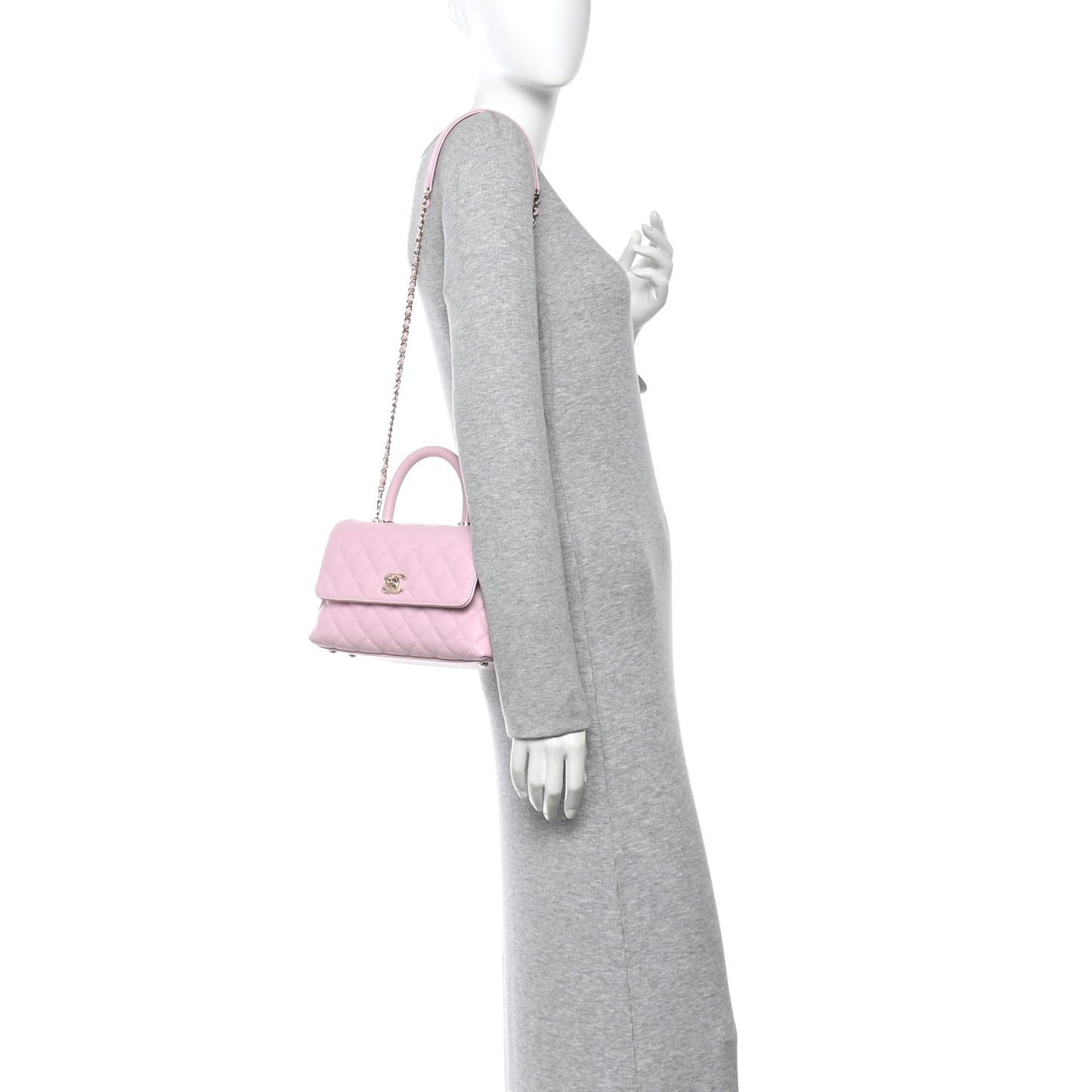 Caviar Quilted Mini Coco Handle Flap Light Pink