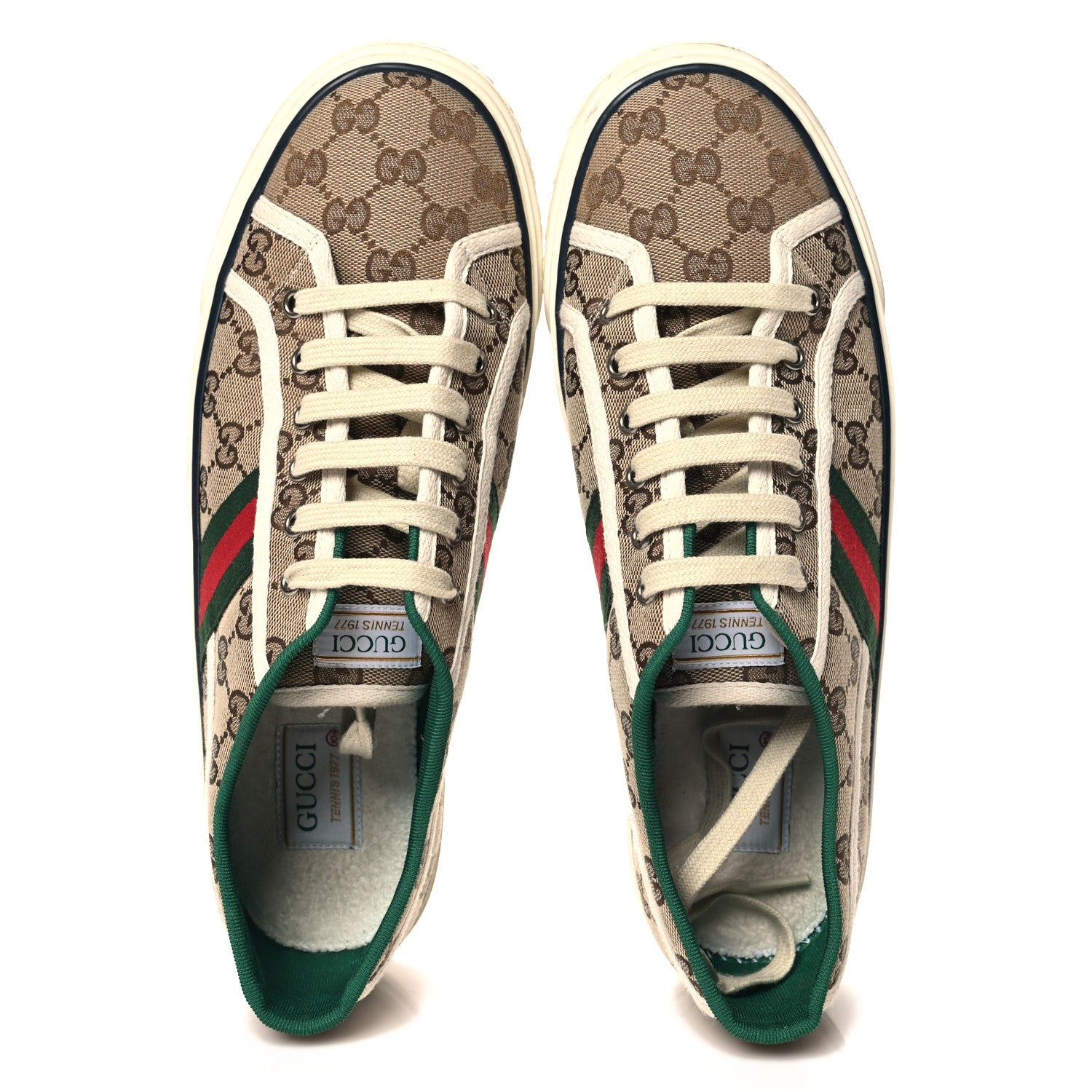 Gucci GG Monogram Web Mens 1977 Tennis Sneakers 10.5 Beige Ebony Mystic White 2 of 8