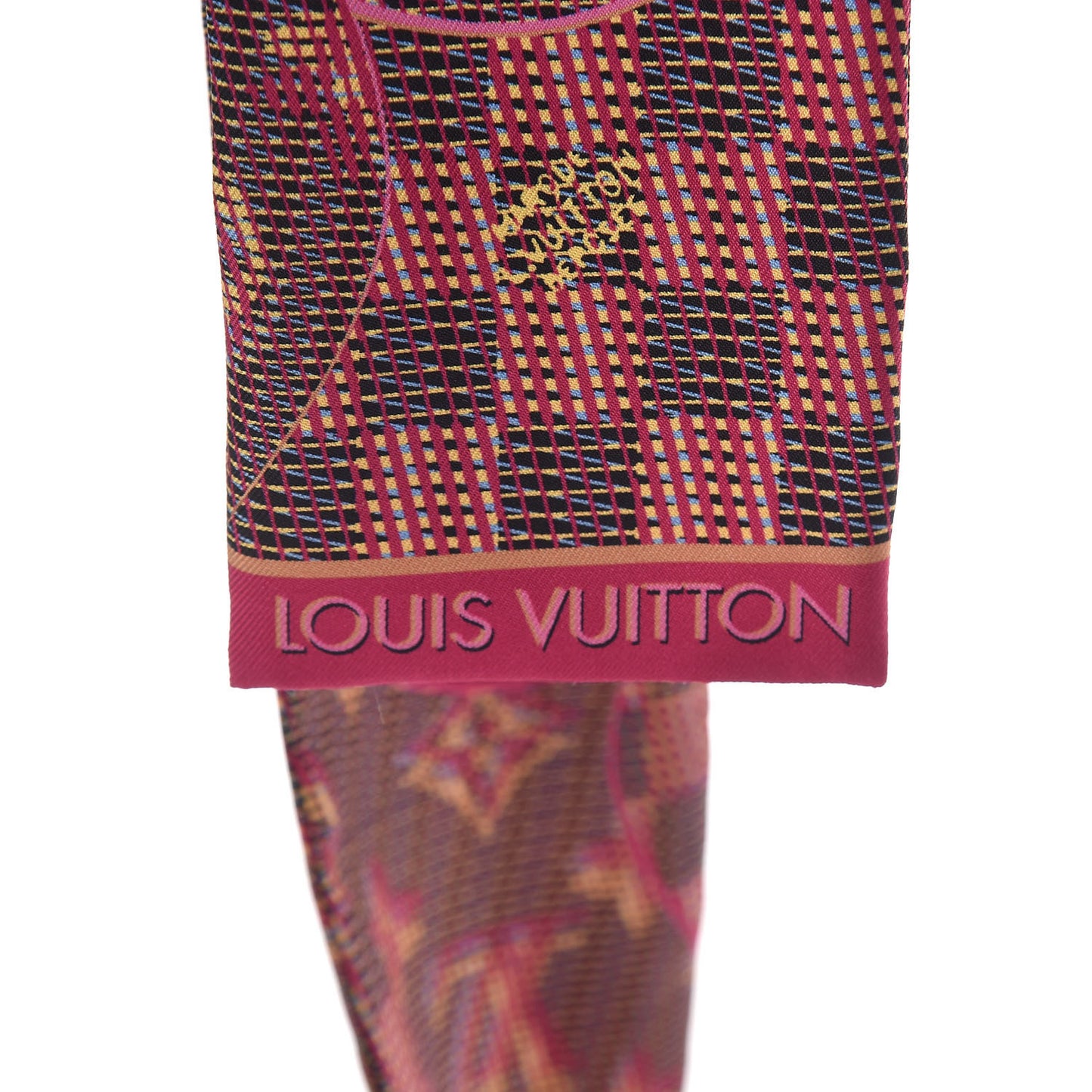 Silk Monogram Damier Pop Print Bandeau Pink