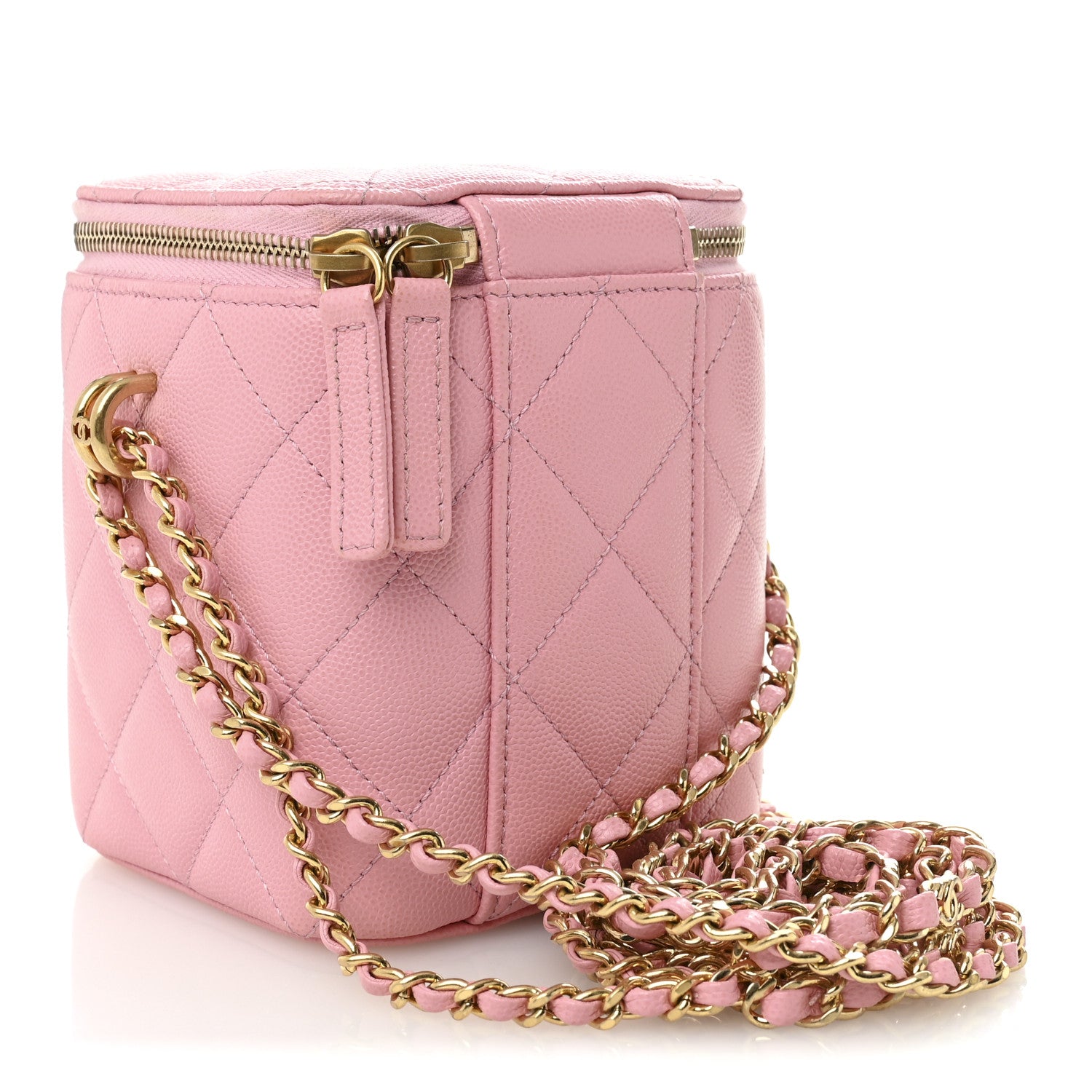 Chanel Caviar Quilted Tiny CC Vanity Case With Chain Pink 3 of 11
