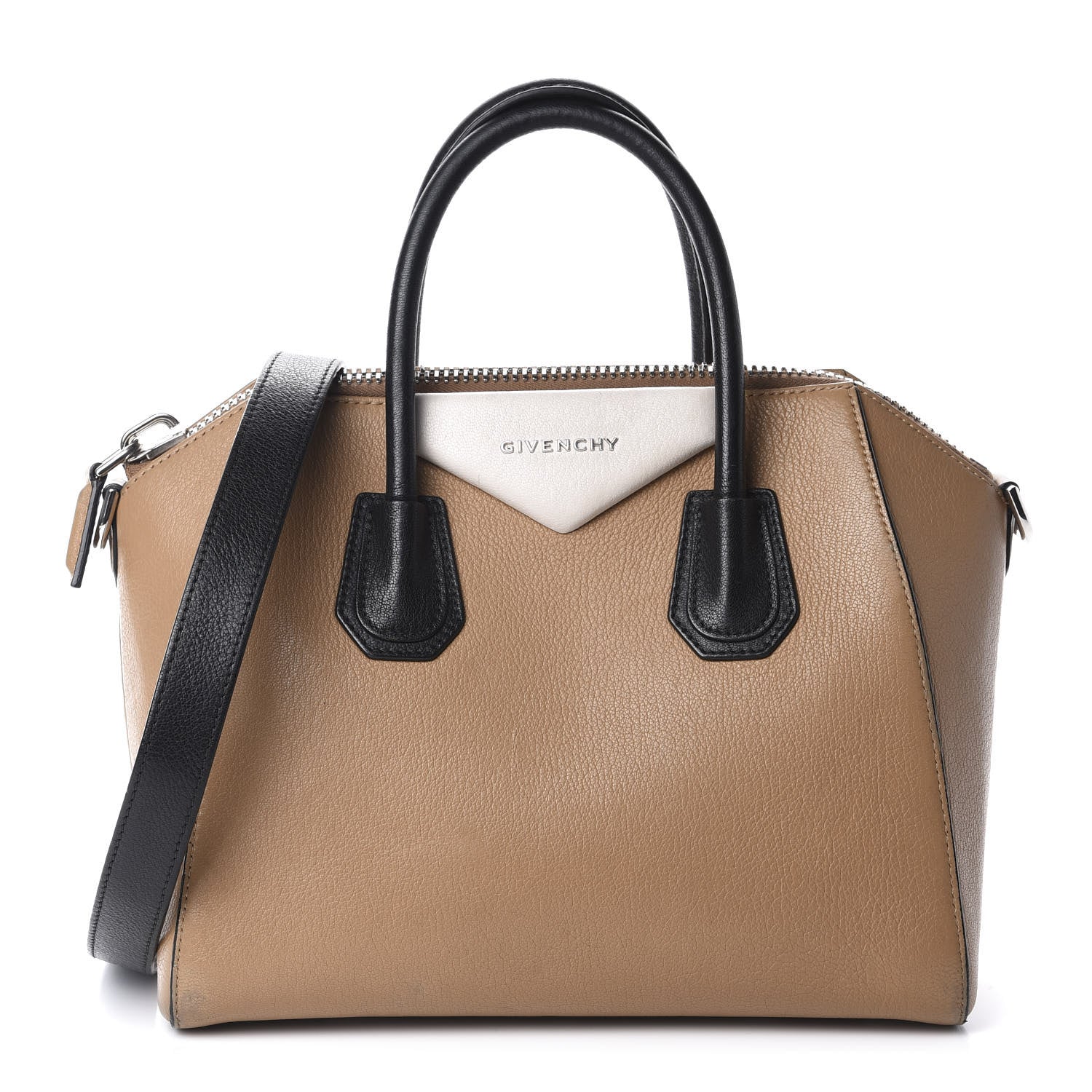 Givenchy Sugar Goatskin Small Tri-Color Antigona Beige Black Brown 1 of 10