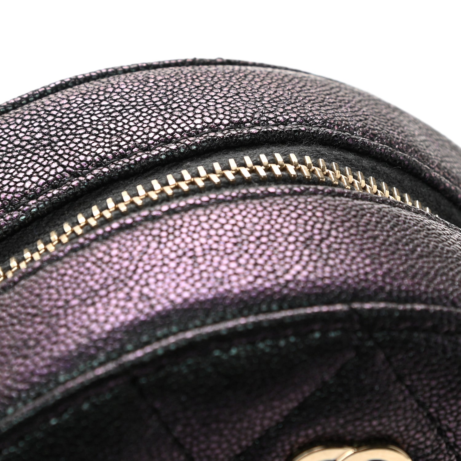 Chanel Iridescent Caviar Quilted Round Clutch With Chain Black 12 of 14