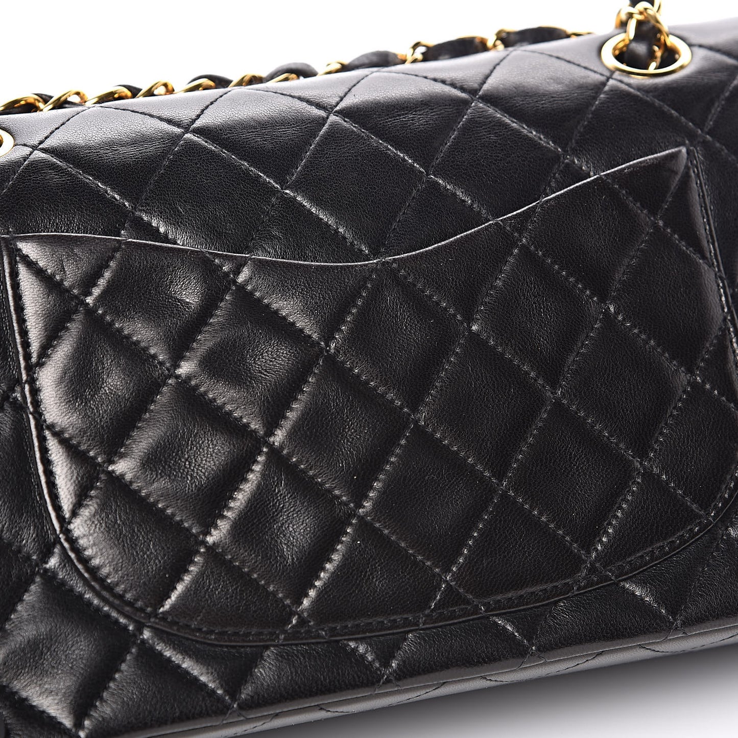 Lambskin Quilted Small Double Flap Black