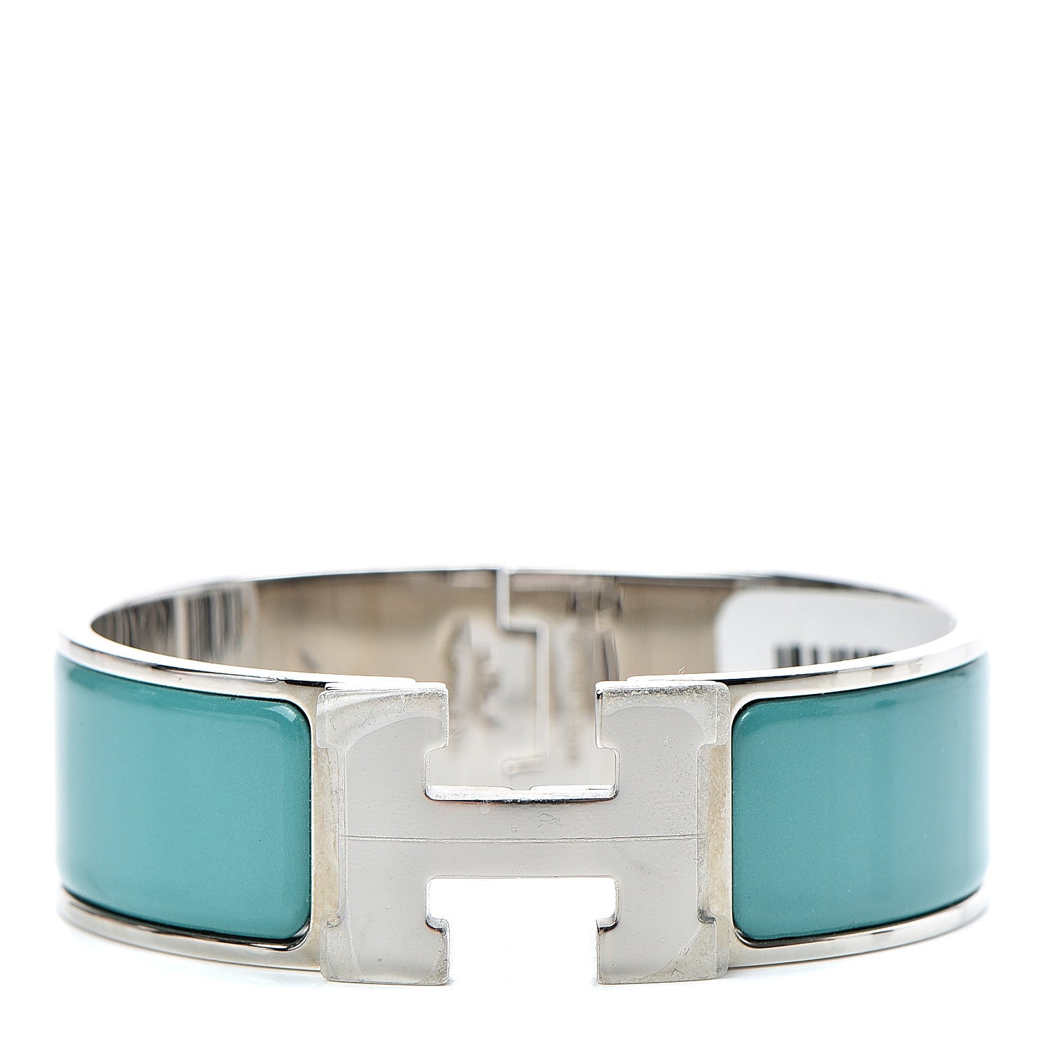 Hermes Enamel Wide Clic Clac H Bracelet GM Vert Bleuete 1 of 5
