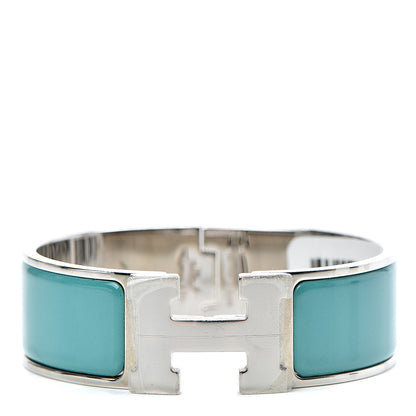 Hermes Enamel Wide Clic Clac H Bracelet GM Vert Bleuete 1 of 5