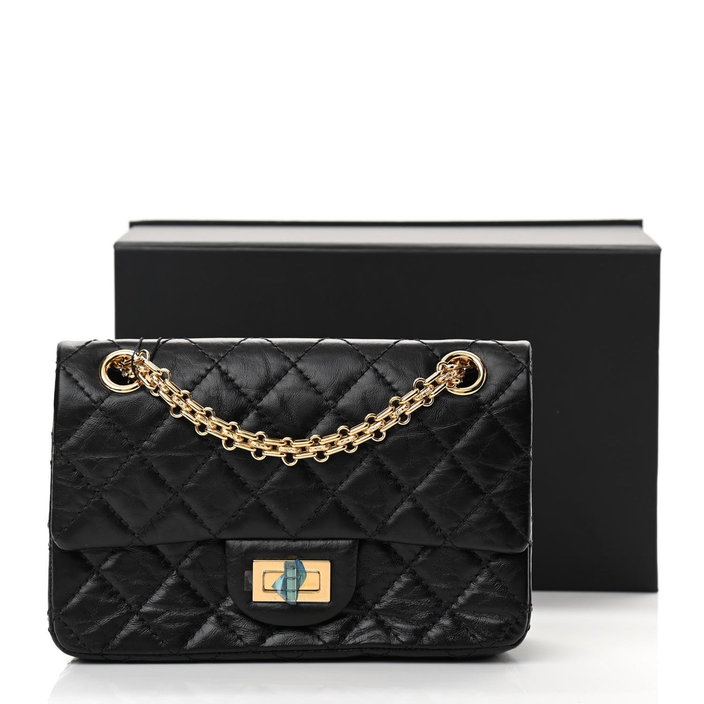 Aged Calfskin Quilted 2.55 Reissue Mini Flap Black