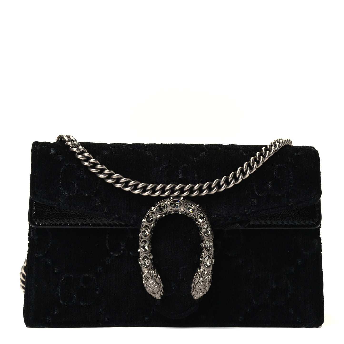 Velvet GG Monogram Super Mini Dionysus Shoulder Bag Black