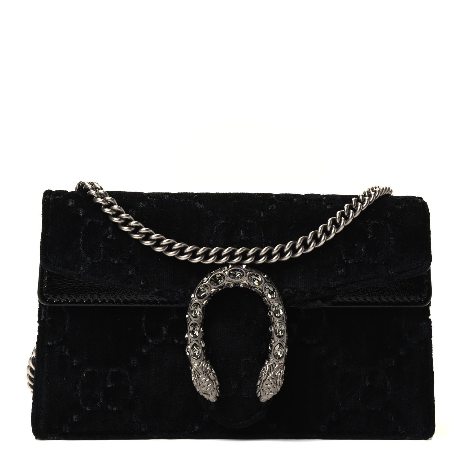 Gucci Velvet GG Monogram Super Mini Dionysus Shoulder Bag Black 1 of 4