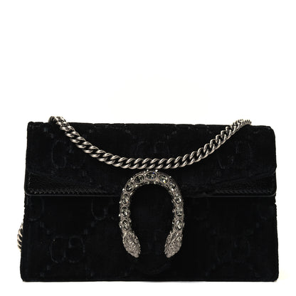 Gucci Velvet GG Monogram Super Mini Dionysus Shoulder Bag Black 1 of 4
