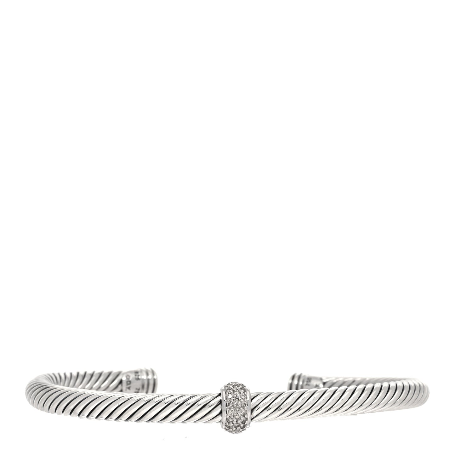 Sterling Silver Diamond 5mm Cable Classics Station Bracelet