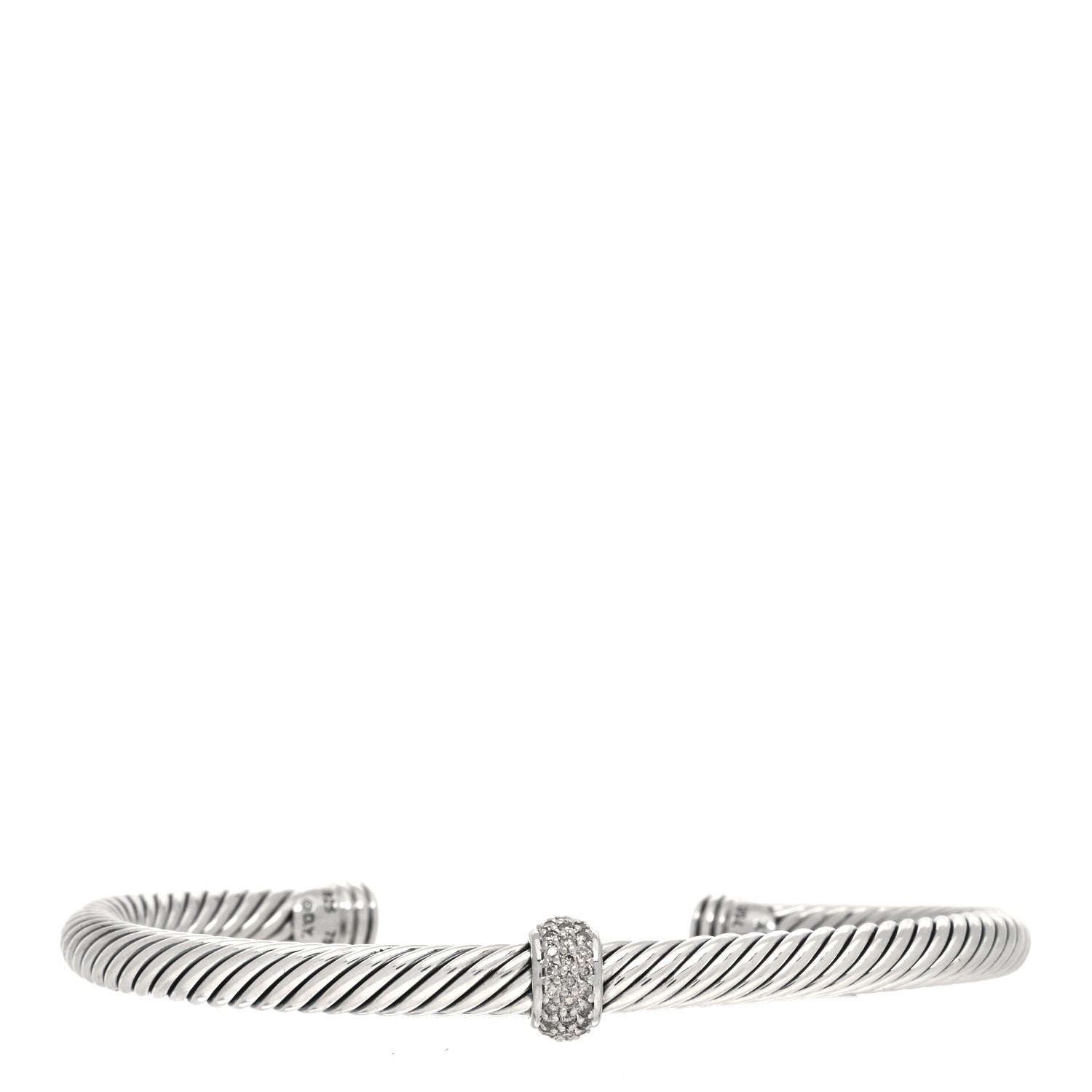 David Yurman Sterling Silver Diamond 5mm Cable Classics Station Bracelet 1 of 4