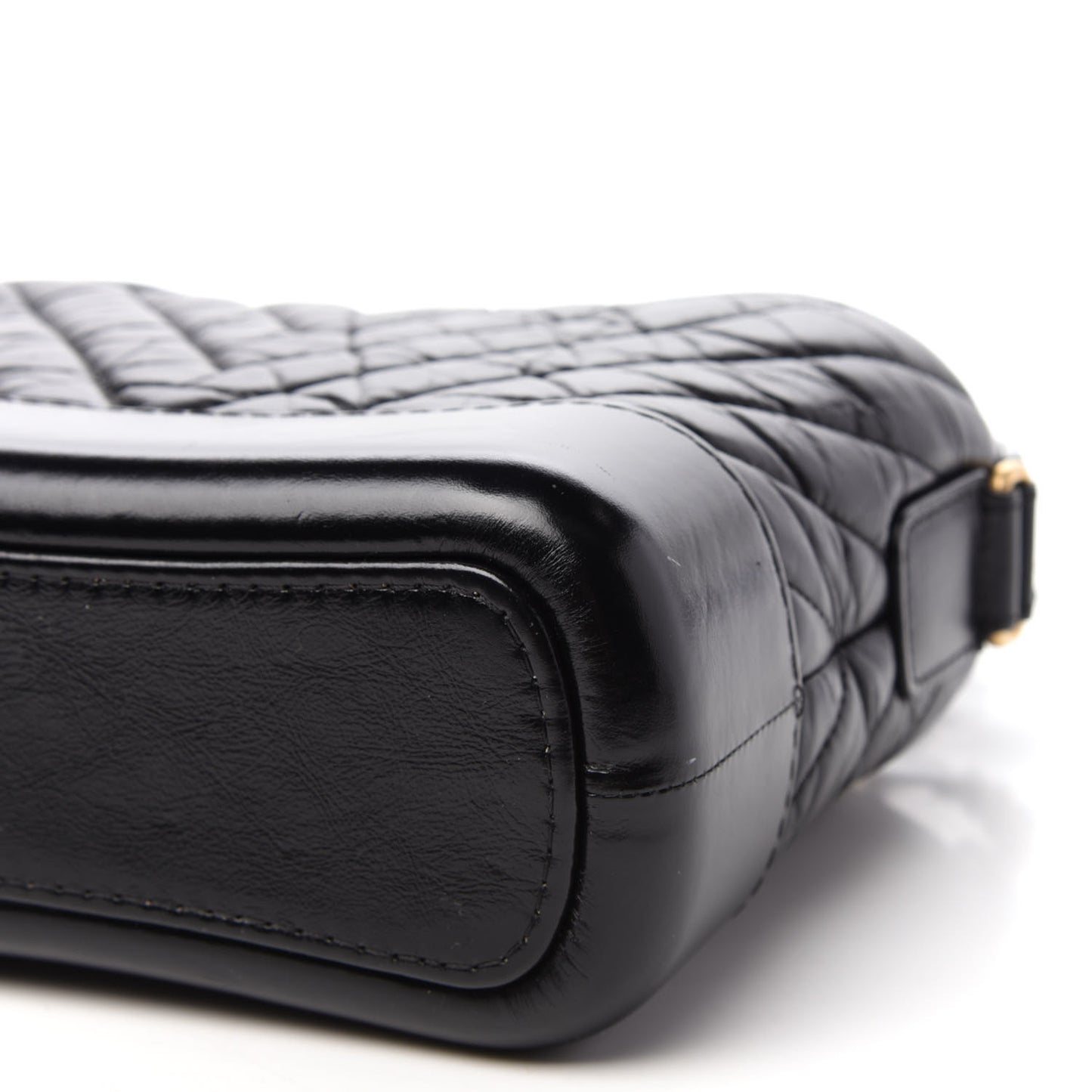 Aged Calfskin Chevron Quilted Small Gabrielle Hobo Black