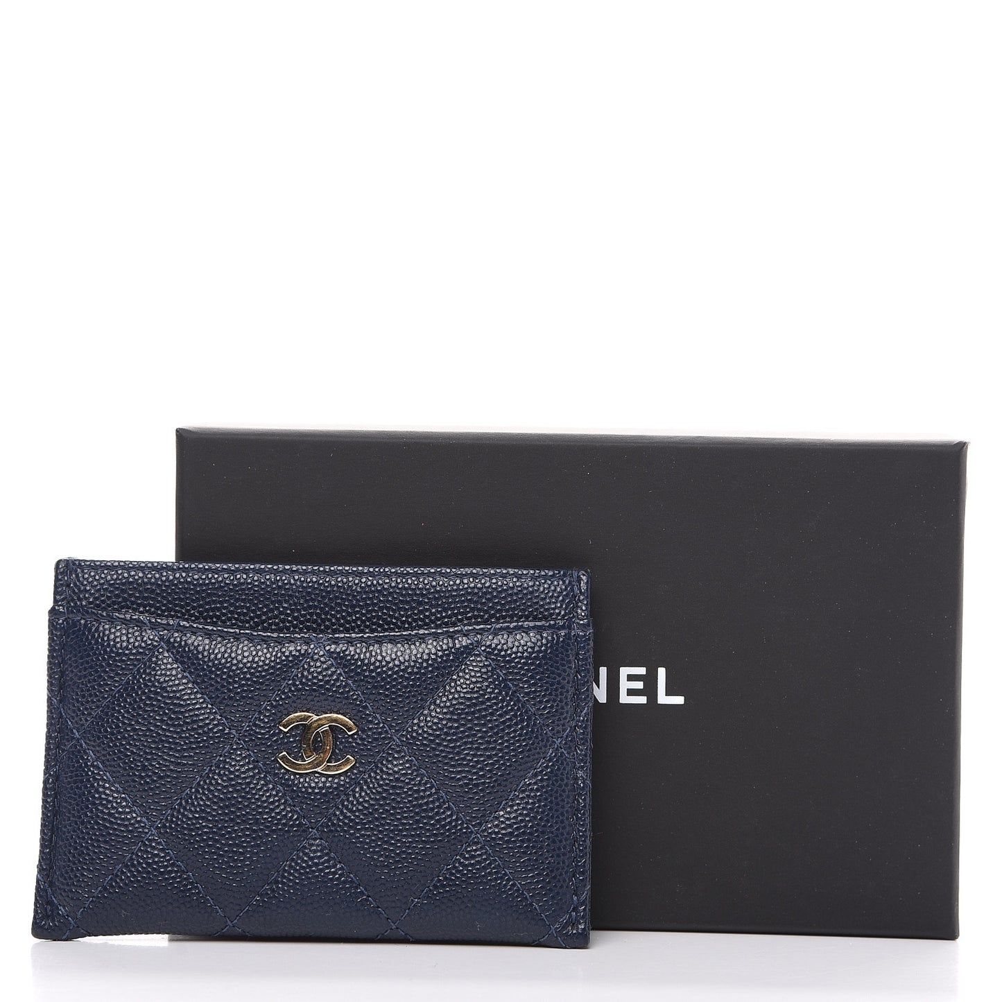Caviar Quilted Card Holder Blue