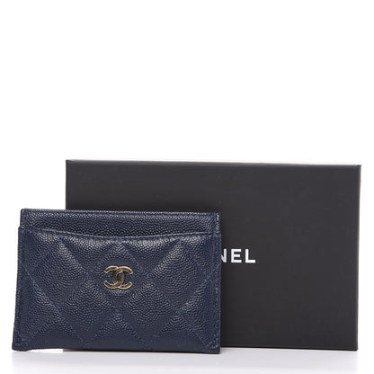 Chanel Caviar Quilted Card Holder Blue 8 of 8