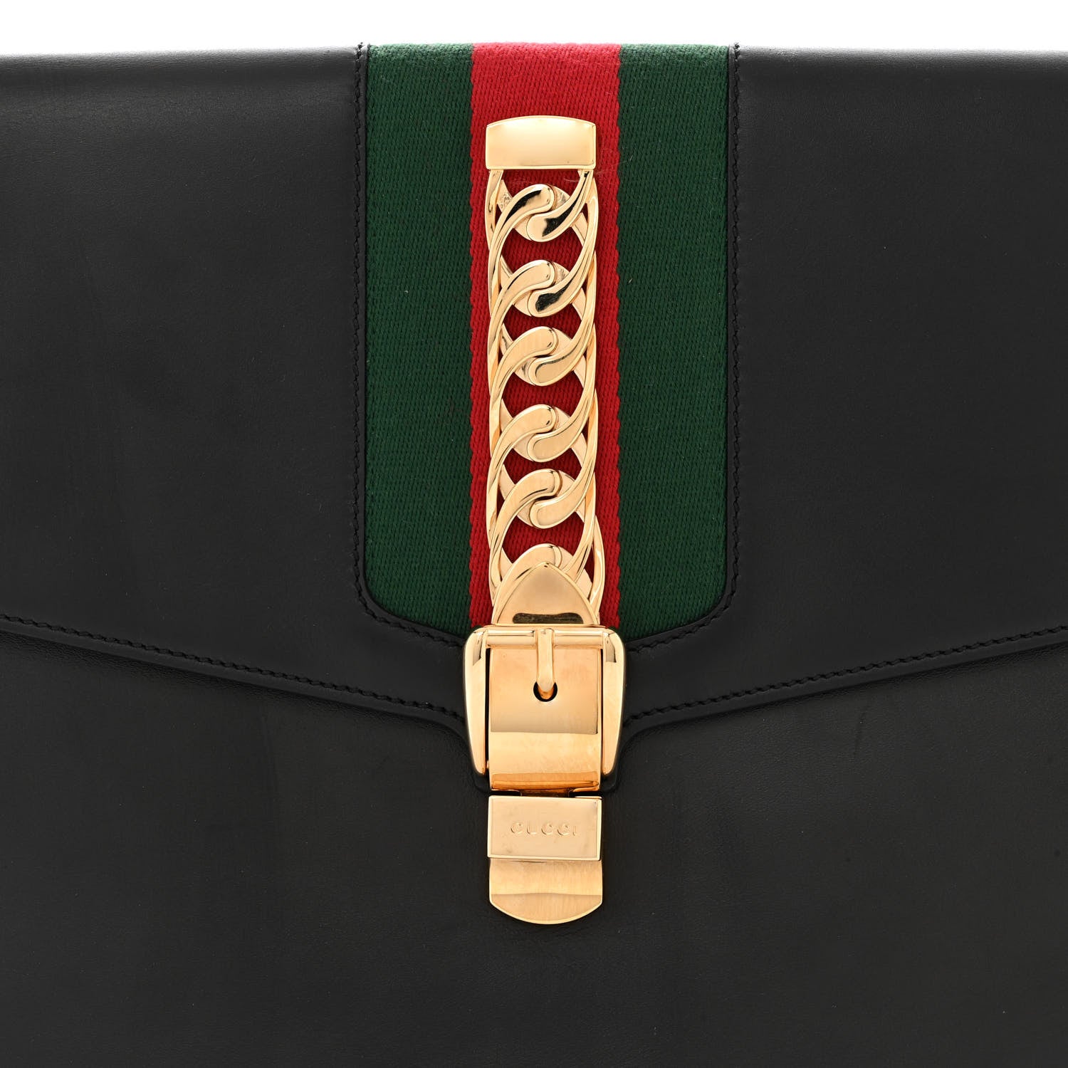 Gucci Calfskin Maxi Sylvie Clutch Black 8 of 11