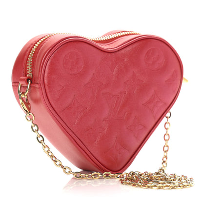 Louis Vuitton Lambskin Embossed Monogram Fall In Love Sac Coeur Heart Chain Bag Lipstick Red 3 of 8