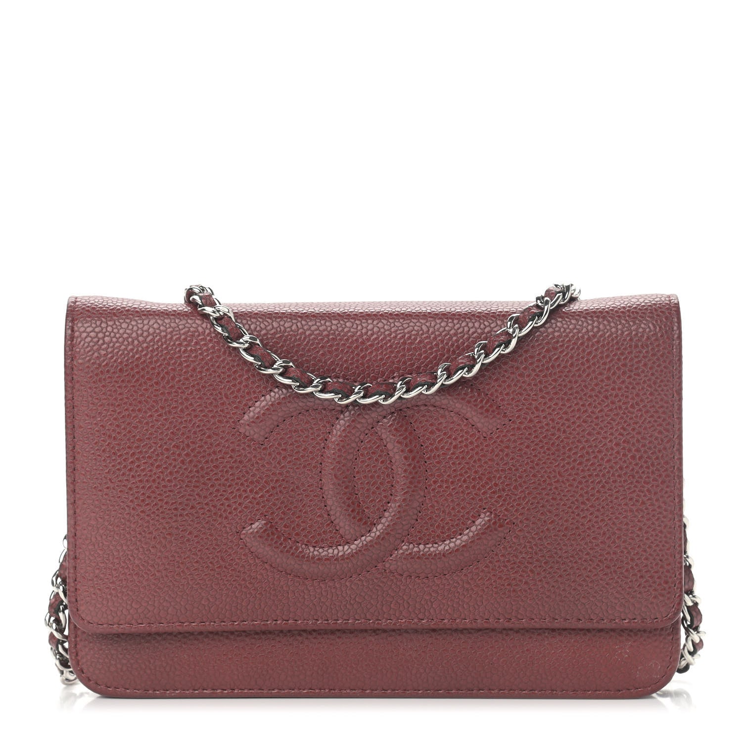 Chanel Caviar Timeless CC Wallet On Chain WOC Dark Pink 1 of 14
