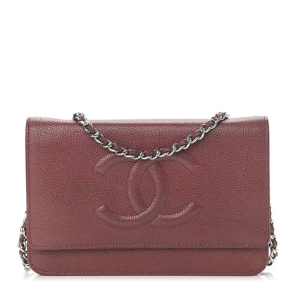 Chanel Caviar Timeless CC Wallet On Chain WOC Dark Pink 1 of 14