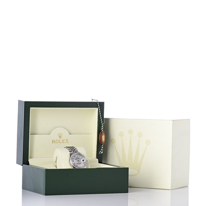 Rolex Stainless Steel 18K White Gold Diamond Mother of Pearl 31mm Oyster Perpetual Datejust Watch Roman 178384 7 of 7