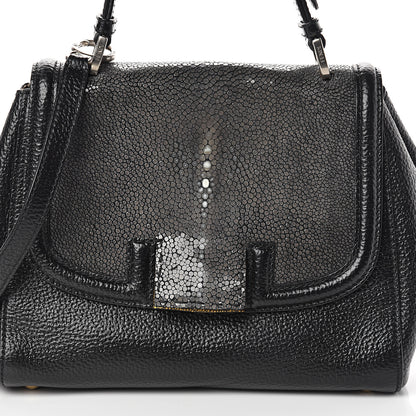 Fendi Glossy Buffalo Stingray Silvana Bag Black 6 of 8