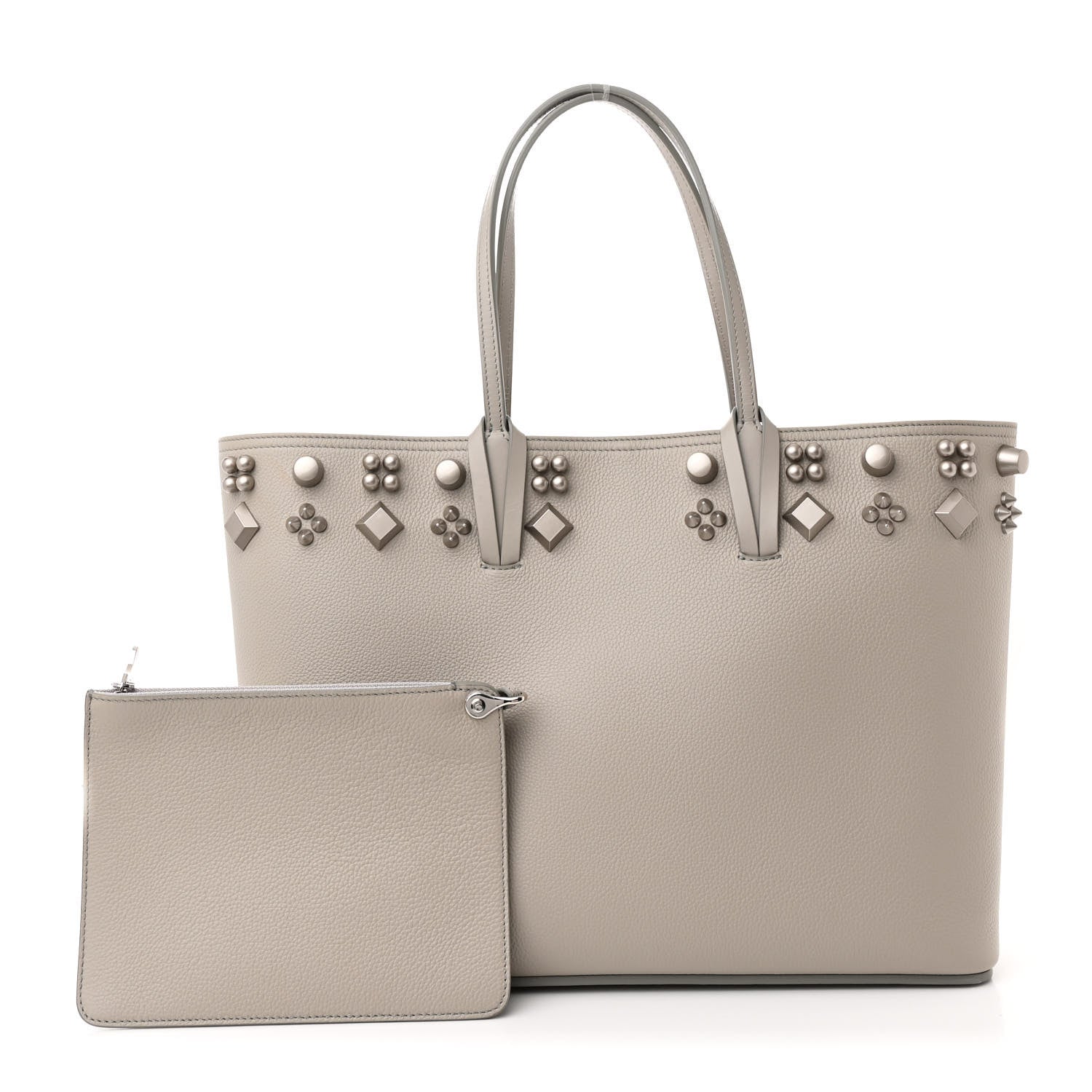 Christian Louboutin Calfskin Empire Spike Studded East West Cabata Tote Goose 3 of 12
